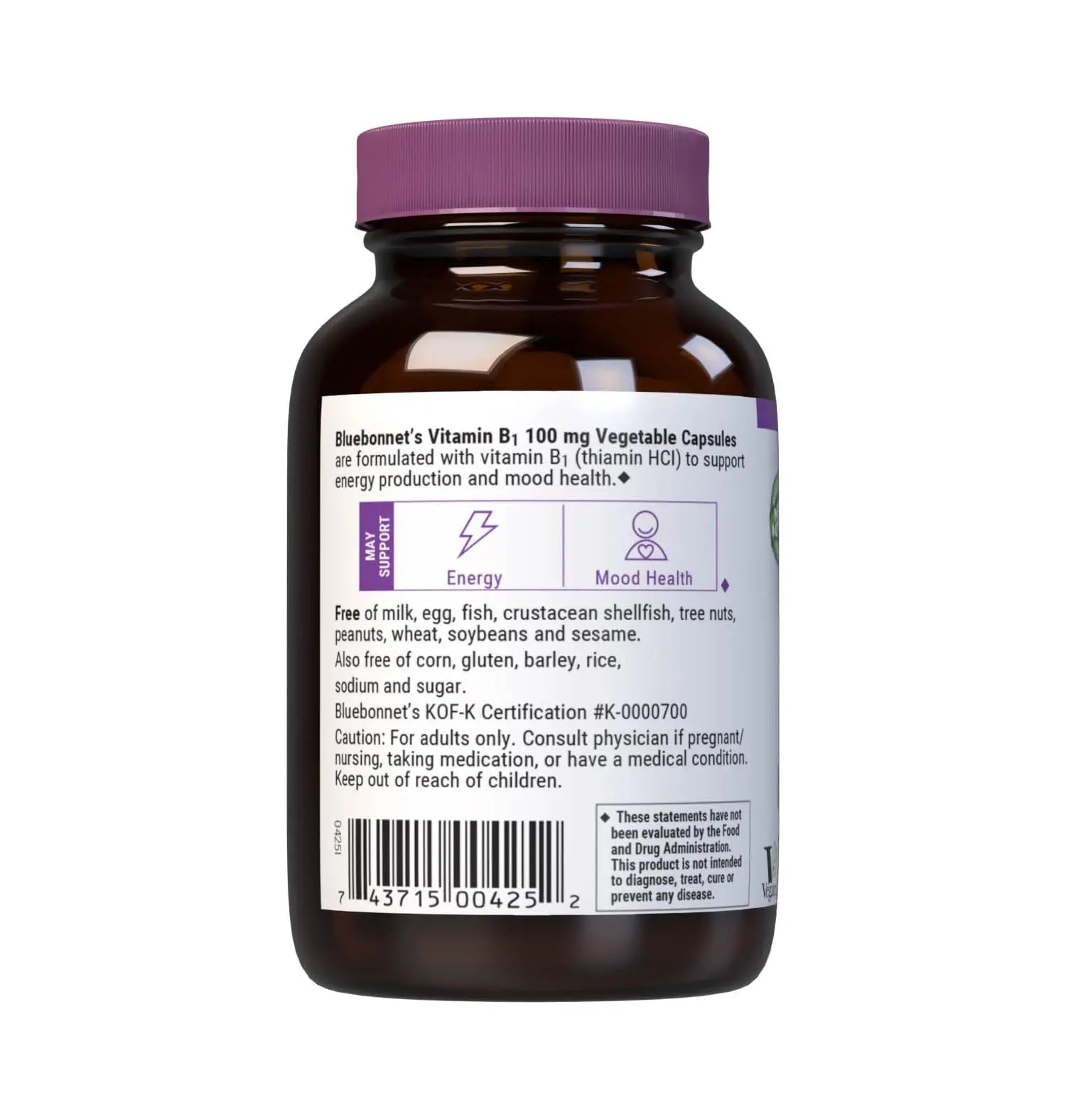 Bluebonnet Vitamin B1 100 mg - Mood Support & Energy Vitamins for Women & Men* - Thiamin HCl - Non-GMO, Vegan, Kosher BlueBonnetBuy Supplements Australia