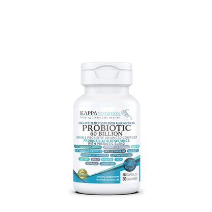 KAPPA NUTRITION Probiotic 60 Billion CFU 14 in 1 Formula with Prebiotics & Acidophilus for Women, Men & Adults, Shelf Stable, Acid Resistant