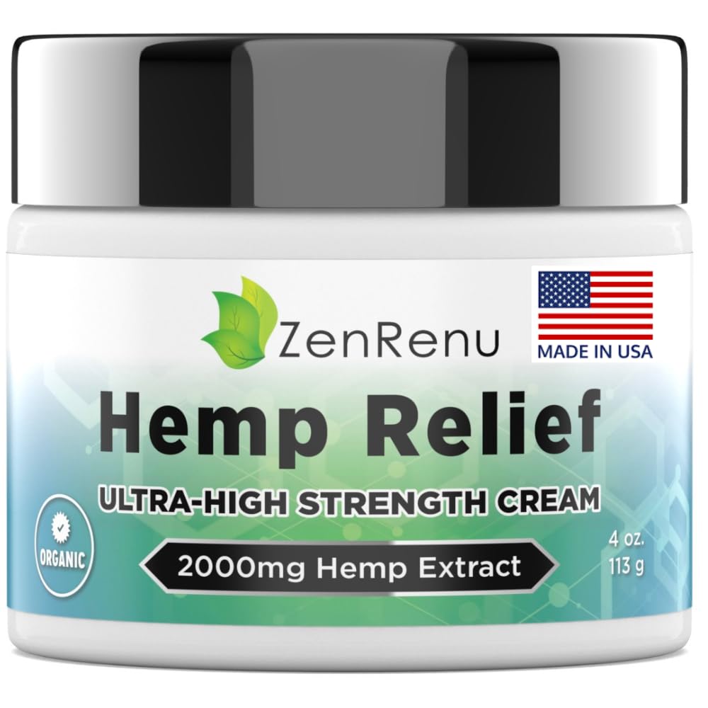 Hemp Cream Maximum Strength - Menthol Rub with Hemp Oil, Arnica, Lavender, Aloe Vera, Kava Kava, & Camphor - Natural Hemp Muscle Rub Cream for Skin, Muscles & Joints - ZenRenu, 4 oz ZenrenuBuy Supplements Australia