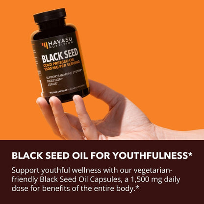 Black Seed Oil Nigella Sativa Cold-Pressed Capsules | 1500mg Black Cumin Seed Oil HAVASU NUTRITIONBuy Supplements Australia