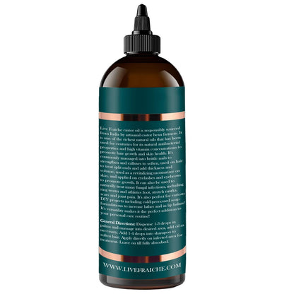 Live Fraiche USDA Organic Cold Pressed Castor Oil (16oz), 100% Pure, Hexane-Free Castor Oil Live FraicheBuy Supplements Australia