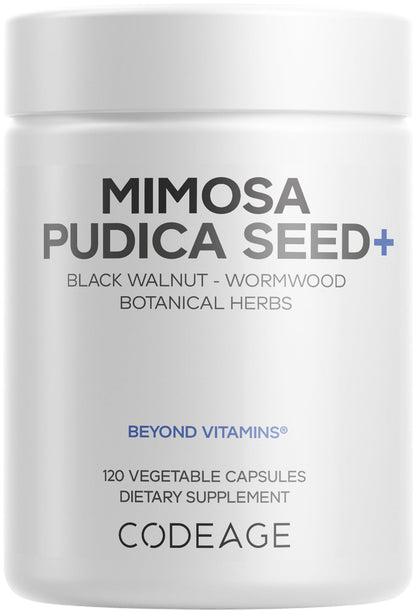 Codeage Organic Mimosa Pudica Seed Capsules - Mimosa Pudica Seeds Supplement - Black Walnut, Cloves, Vidanga, Neem, BioPerine - All in One - Sensitive Plant Pills - Non-GMO & Vegan - 120 Capsules CodeageBuy Supplements Australia