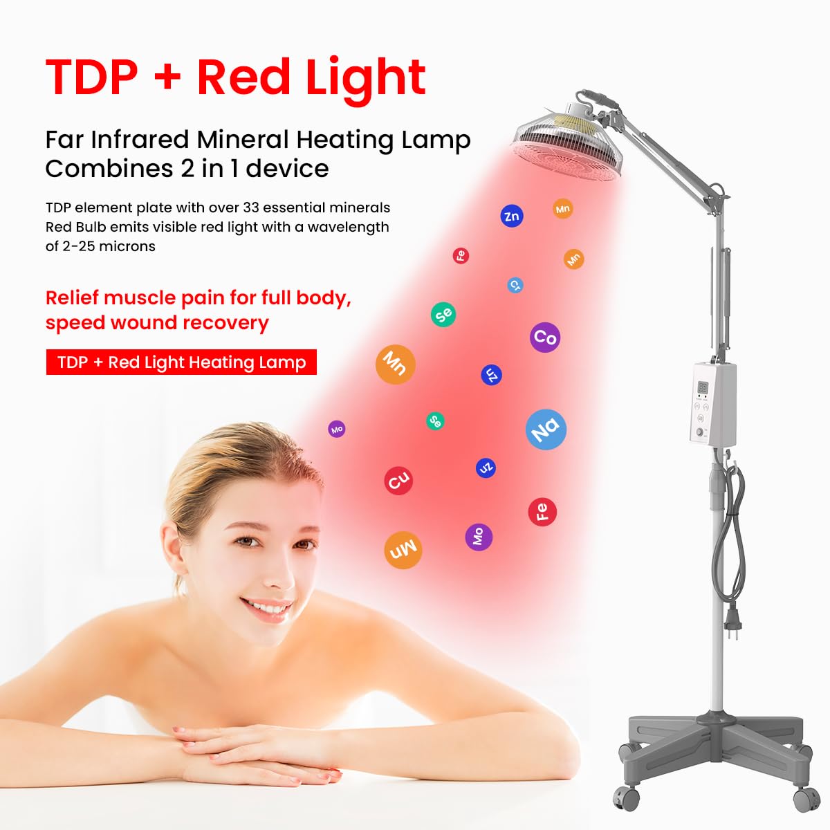TDP and Infrared Red Light Therapy with Base, 2 in 1 Infrared Heat Lamp Device with 275W Bulb YUNCHIBuy Supplements Australia