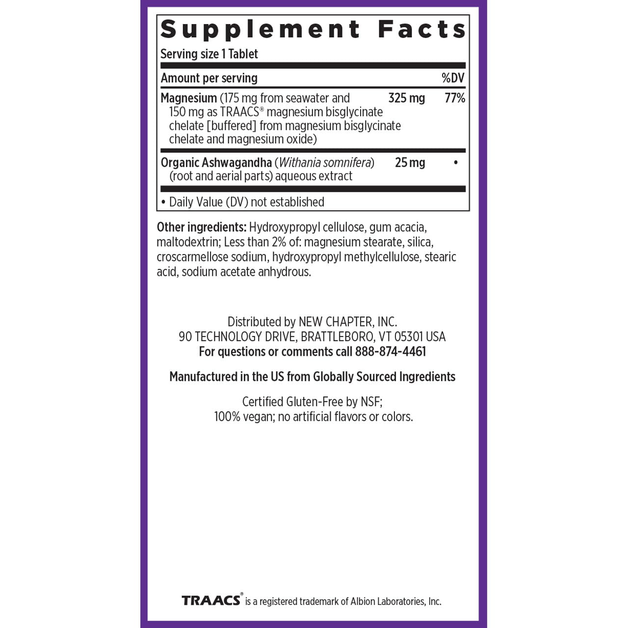 New Chapter Magnesium + Ashwagandha Supplement, 325 mg with Magnesium Glycinate for Muscle Relaxation & Recovery, Heart, Nerve & Bone Health, 2.5X Absorption, Non-GMO - 30 ct (1 Month Supply) New ChapterBuy Supplements Australia
