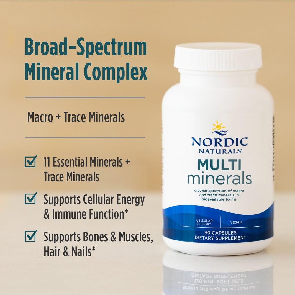 Nordic Naturals Multi Minerals, Unflavored - 90 Capsules - 11 Essential Minerals - Optimal Health & Wellness - Certified Vegan - Non-GMO - 30 Servings Nordic NaturalsBuy Supplements Australia