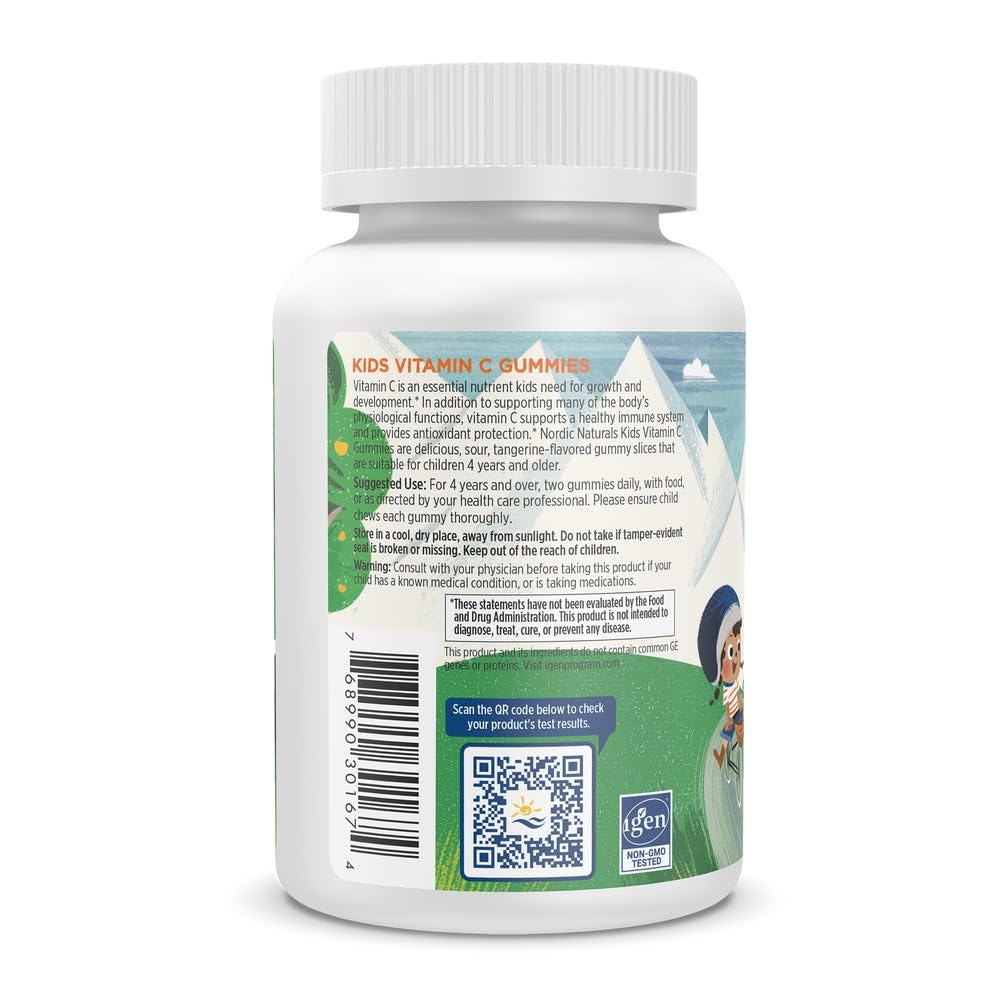 Nordic Naturals Kids Vitamin C Gummies - Tangy Tangerine - 60 Gummies - Vegan Vitamin C Supplement - Children’s Immunity and Antioxidant Support - 250 mg per Serving - 30 Servings Nordic NaturalsBuy Supplements Australia