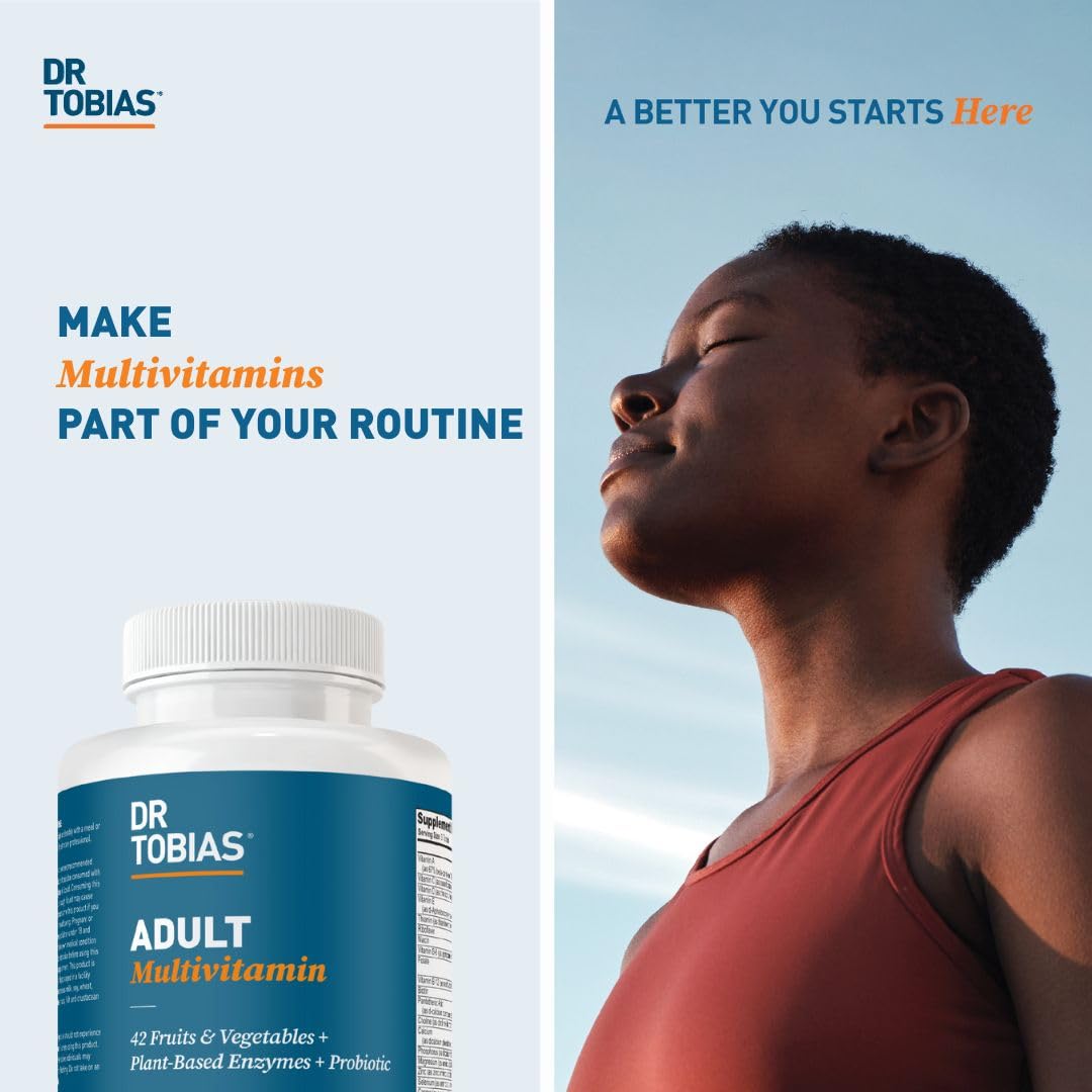 Dr. Tobias Adult Multivitamin for Women & Men, Immune Supporting Vitamins from 42 Fruits, Vegetables, Plus Probiotics, Vegan Multivitamins Dr. TobiasBuy Supplements Australia