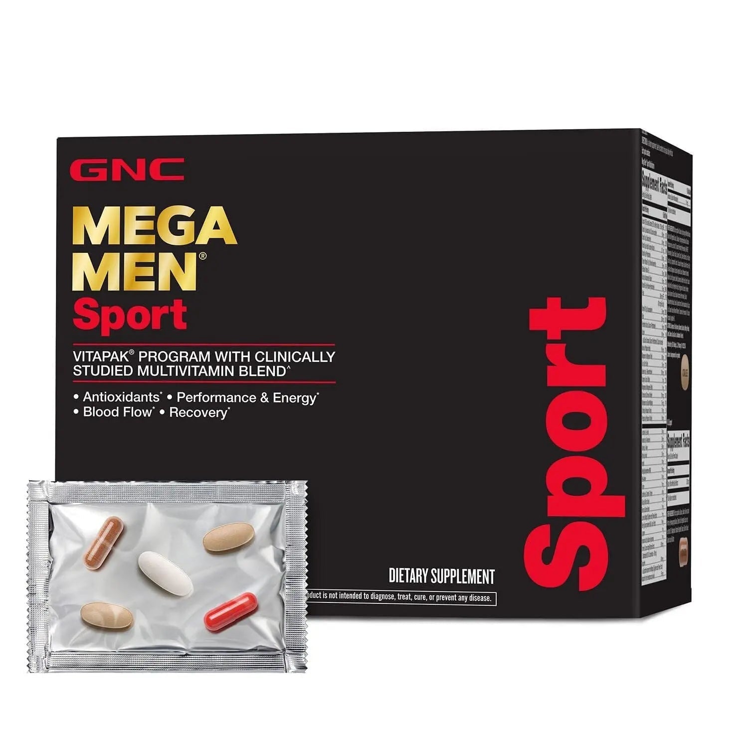 Mega Men Sport Vitapak Program, Convenient Complete Nutrition, 4 Products in 1 Packet, Athletic Performance, Energy, Recovery GNC