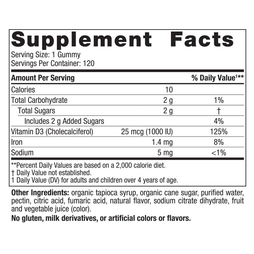 Nordic Naturals Vitamin D3 Gummies, Wild Berry - 120 Gummies - 1000 IU Vitamin D3, 1.4 mg Iron - Great Taste - Healthy Bones, Mood & Immune System Function - Non-GMO - 120 Servings Nordic NaturalsBuy Supplements Australia