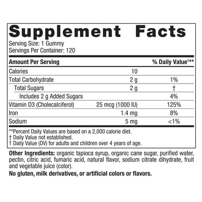 Nordic Naturals Vitamin D3 Gummies, Wild Berry - 120 Gummies - 1000 IU Vitamin D3, 1.4 mg Iron - Great Taste - Healthy Bones, Mood & Immune System Function - Non-GMO - 120 Servings Nordic NaturalsBuy Supplements Australia