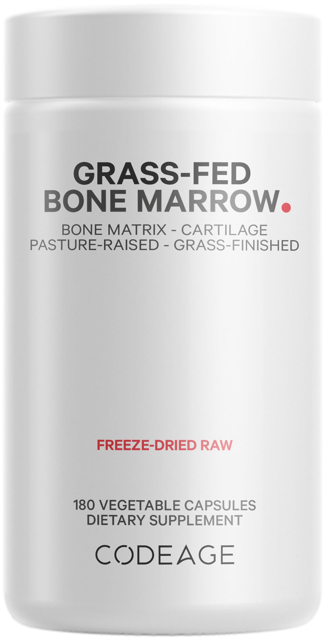 Codeage Grass-Fed Bone Marrow Supplement – Freeze-Dried, Non-Defatted Beef Bone Matrix & Cartilage – 1500mg per Serving, 180 Capsules CodeageBuy Supplements Australia