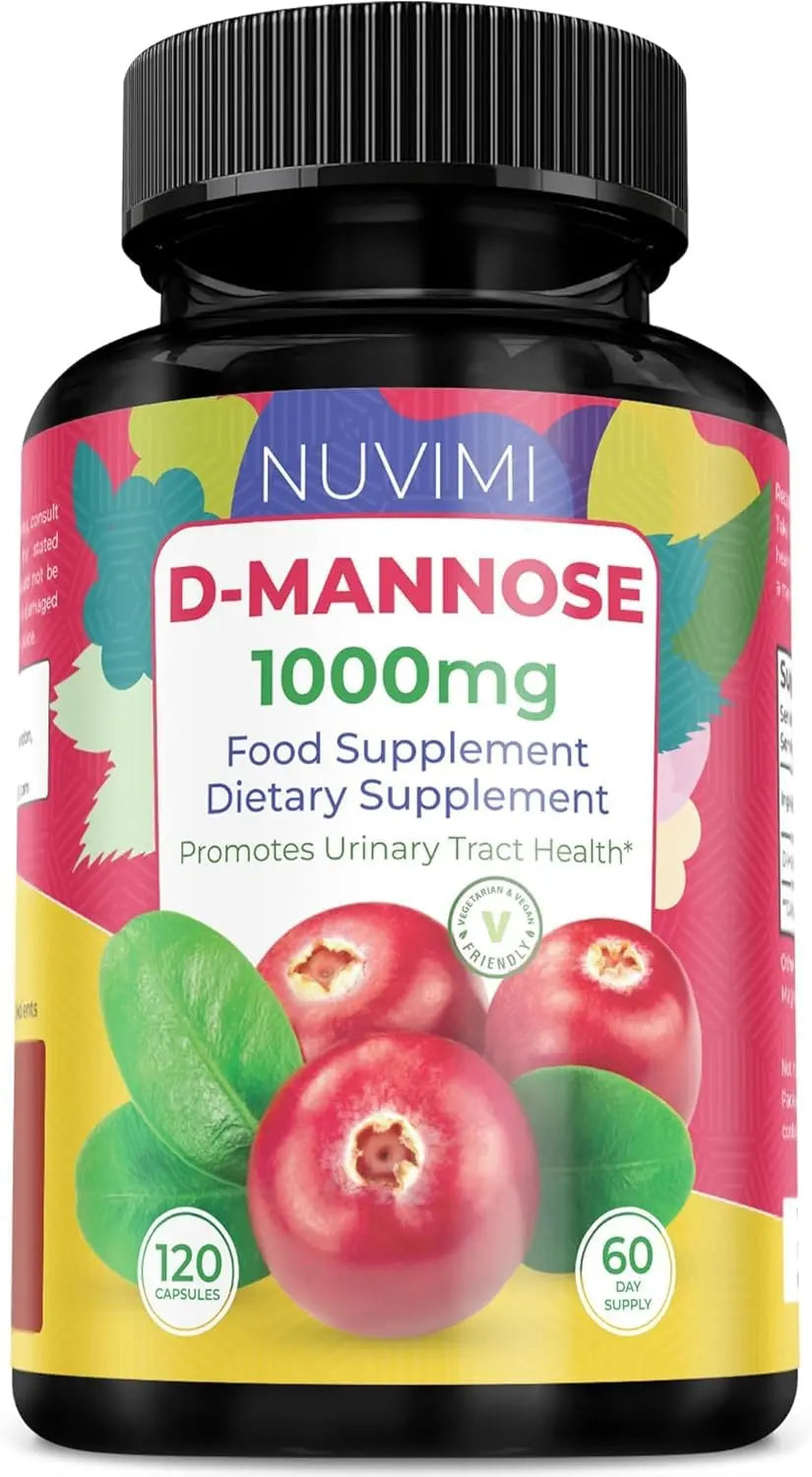 NUVIMI D Mannose 120 Capsules - 1000 mg per Dose - Dietary Supplement Helps Promote Urinary Tract Health - Natural Vegan UTI Defense NUVIMIBuy Supplements Australia