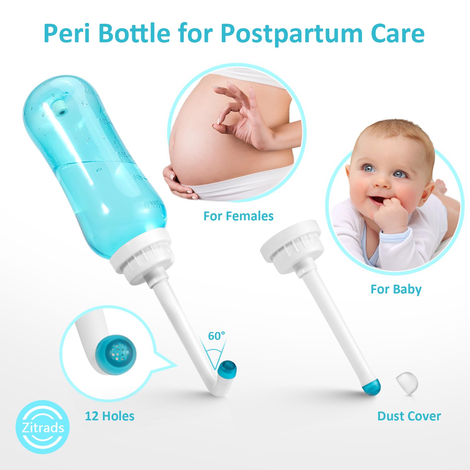 Peri Bottle Zitrads, Squeeze-Free Portable Bidet for Postpartum Essentials, Peri Bottles ZitradsBuy Supplements Australia