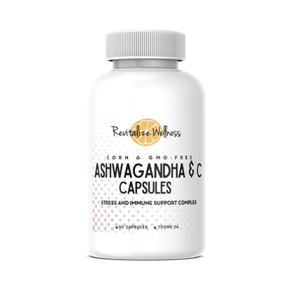 Revitalize Wellness Ashwagandha + Vitamin C Capsules | Stress and Immune Support Complex | with 550 mg Ashwagandha and 200 mg Vitamin C per Serving | 30 Servings Revitalize WellnessBuy Supplements Australia