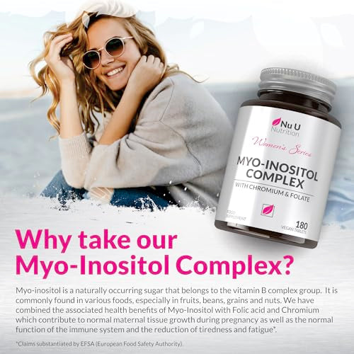 Myo-Inositol Complex 4000mg - 180 Vegan Tablets, 6 Weeks Supply - with 200ug Folate Nu U NutritionBuy Supplements Australia