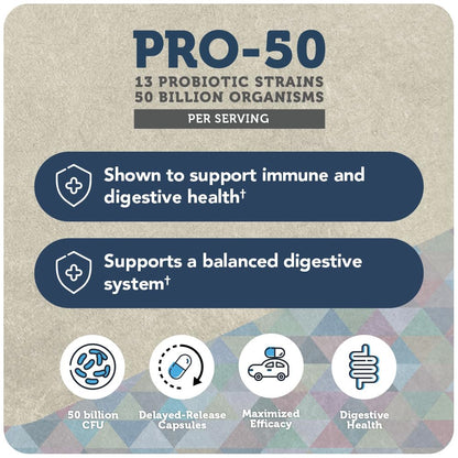 Vitamin Bounty Pro-50 Probiotics Supplement- 13 Probiotic Strains, Gut Health Vitamin BountyBuy Supplements Australia