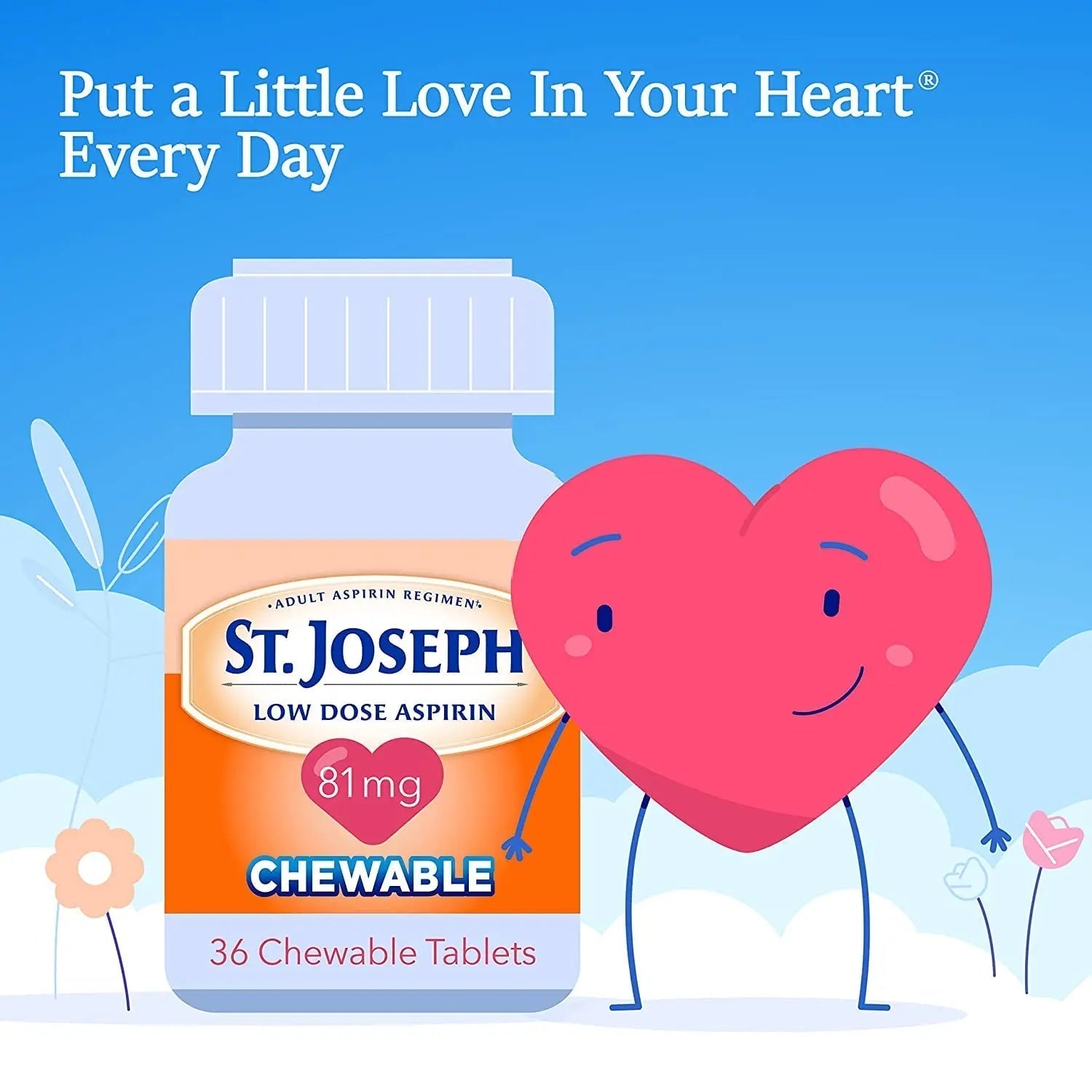 St. Joseph Orange Chewable 81mg Aspirin, 36 Tablets (Pack of 3) St. JosephBuy Supplements Australia