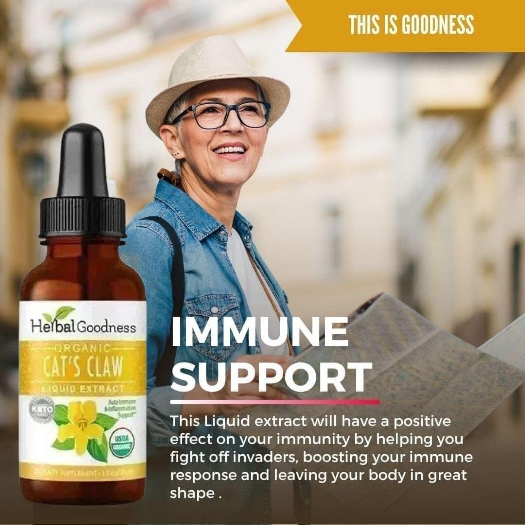 Cat's Claw Extract Joint Support - Herbal Supplement for Joint and Muscle Function, Immunity, Heart Support - Gluten Free - Superior Absorption - Organic Liquid 1oz - Herbal Goodness (1 bttl) Herbal GoodnessBuy Supplements Australia