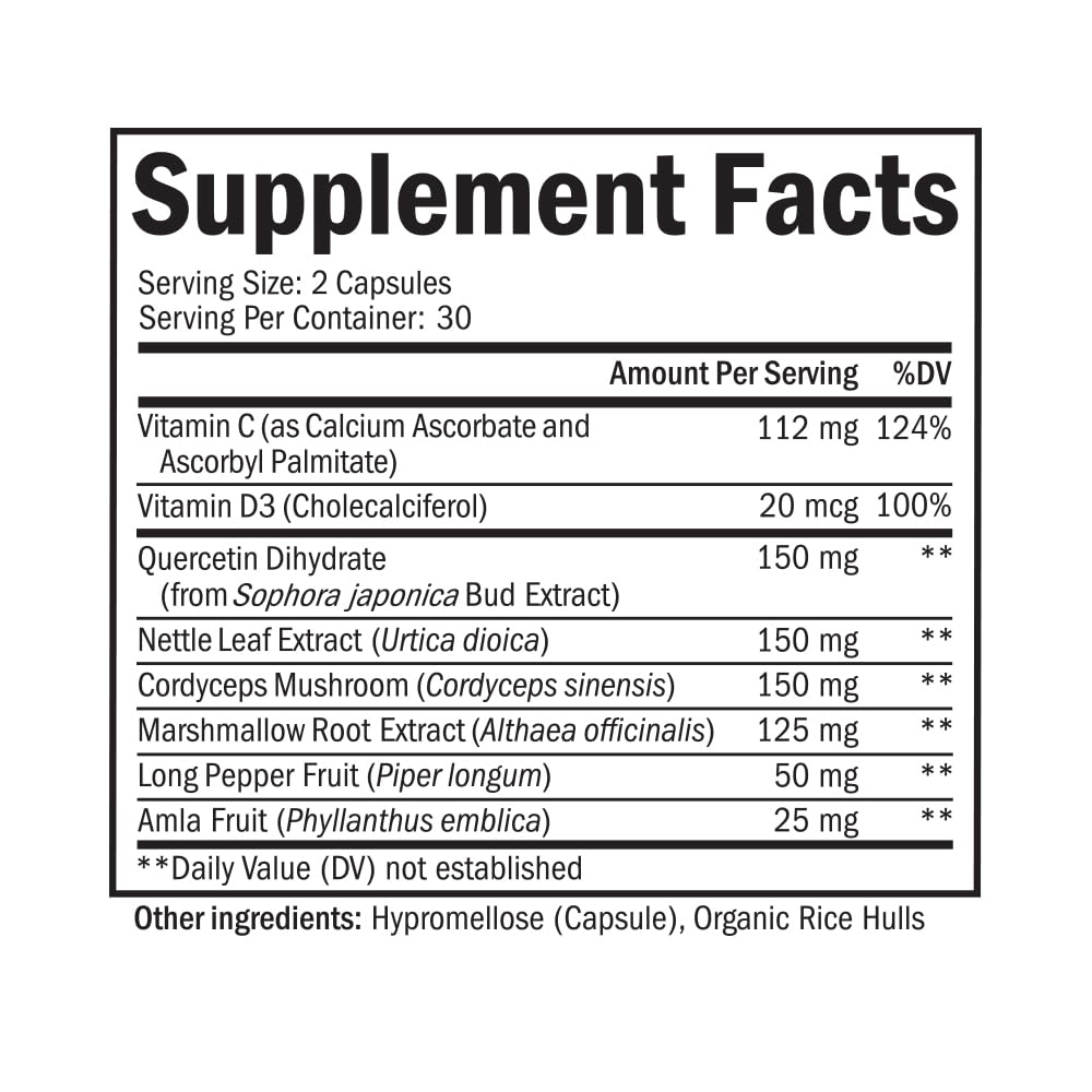 Respiratory & Immune Lung Support Supplement with Quercetin, Vitamin D & Cordyceps, Helps Soothe Respiratory Tissues While Loosening Mucus, Lung Health Vitamins for Women & Men, 60 Capsules BioSchwartzBuy Supplements Australia