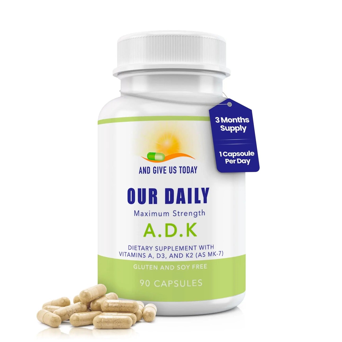Daily Vites, ADK Vitamin Supplement 5000 IU, 90 Capsules - 3 Months Supply - High Potency Vitamin A, D3 & K2 (MK-7) - Physician Formulated ADK for Bone, Heart AND GIVE US TODAY OUR DAILYBuy Supplements Australia
