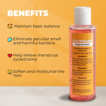 GLO Melanin Peach Yoni Wash with Aloe Vera, All Natural Feminine Wash for Women pH Balance Glo MelaninBuy Supplements Australia
