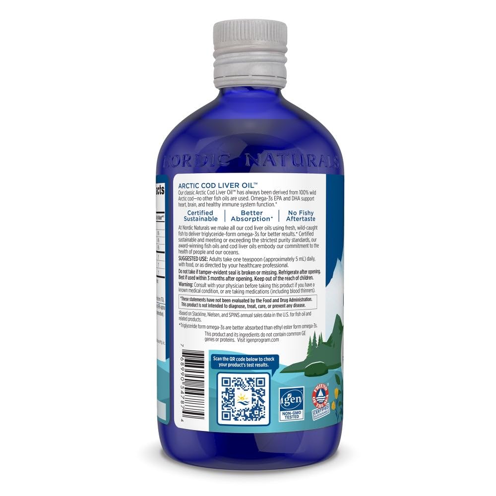 Nordic Naturals Arctic Cod Liver Oil, Orange - 16 oz - 1060 mg Total Omega-3s with EPA & DHA - Heart & Brain Health, Healthy Immunity, Overall Wellness - Non-GMO - 96 Servings Nordic NaturalsBuy Supplements Australia