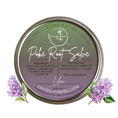 Organic Poke Root Castor Oil Salve | Vegan Lymphatic Support | Enriched with Essential Oils | Cysts, Boils, Fibroids, Swollen Lymph Nodes, Breast & Joint (1oz, Lilac) Living FarmsBuy Supplements Australia