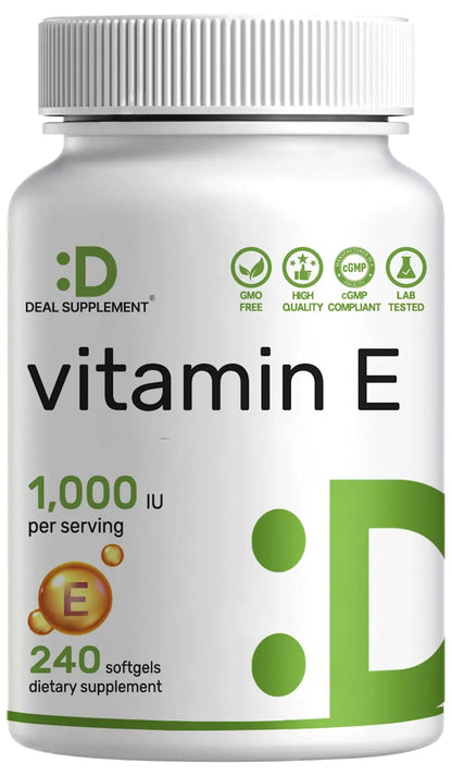 Vitamin E Supplements, 1,000 IU Per Serving, 240 Softgels – Extra Strength Antioxidant Protection – Bioavailable Stable Form DEAL SUPPLEMENTBuy Supplements Australia