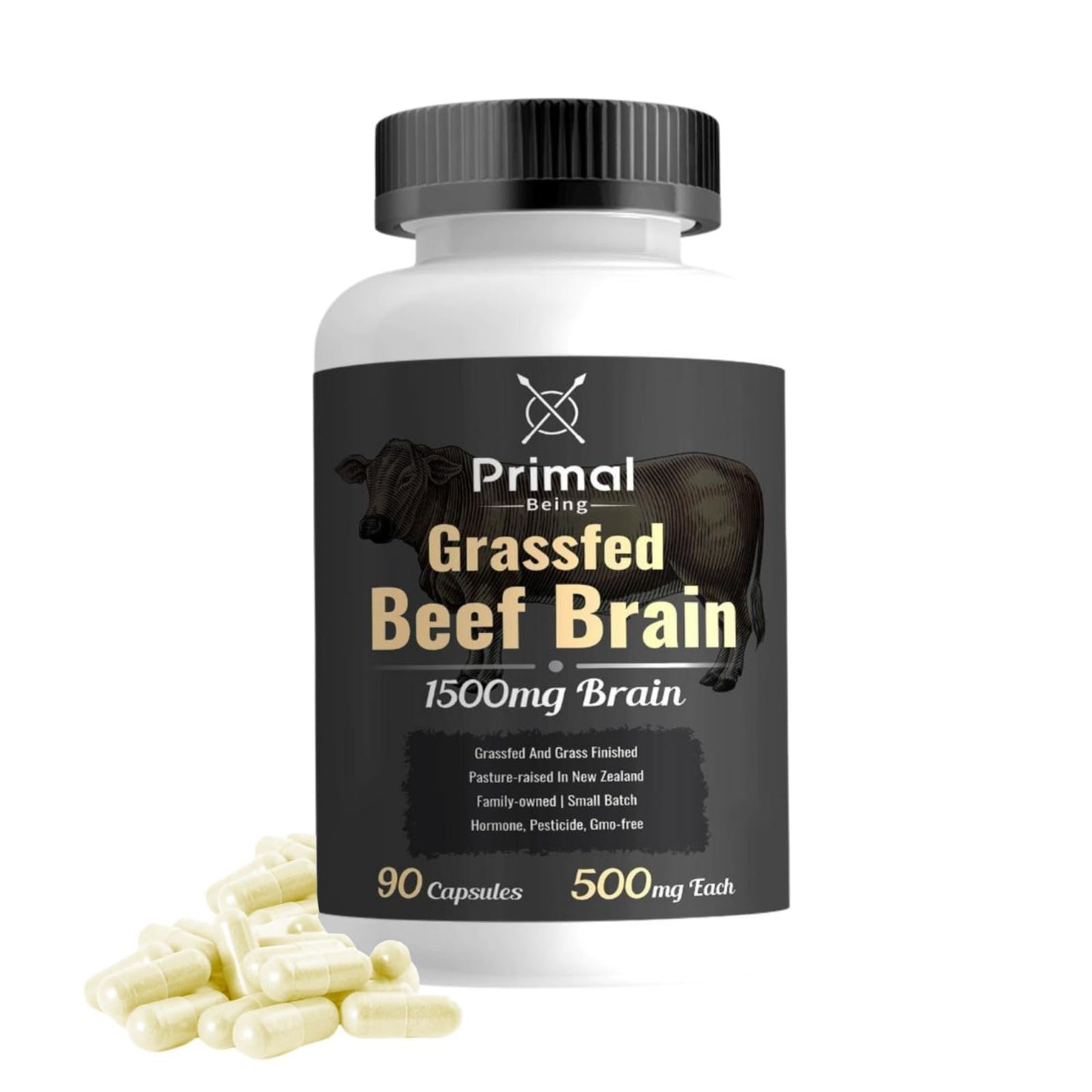 Primal Being Grassfed Beef Brain, Supports Memory, Mood, Focus, Energy, Cognitive Health - 90 Capsules, 1500mg per Serving Primal BeingBuy Supplements Australia