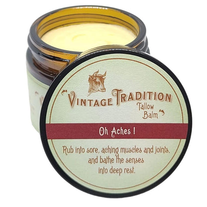 Vintage Tradition Oh Aches! Tallow Balm Supports Joint and Muscle Health – Beef Tallow Grass Fed Balm with Wintergreen, Peppermint, and Lime Essential Oil Blend, 2 Fl. Oz. Vintage TraditionBuy Supplements Australia
