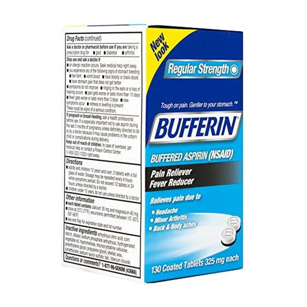 Bufferin Buffered Aspirin (NSAID) Coated Tablets Pain Reliever/Fever Reducer 130 ea (Pack of 3) BufferinBuy Supplements Australia