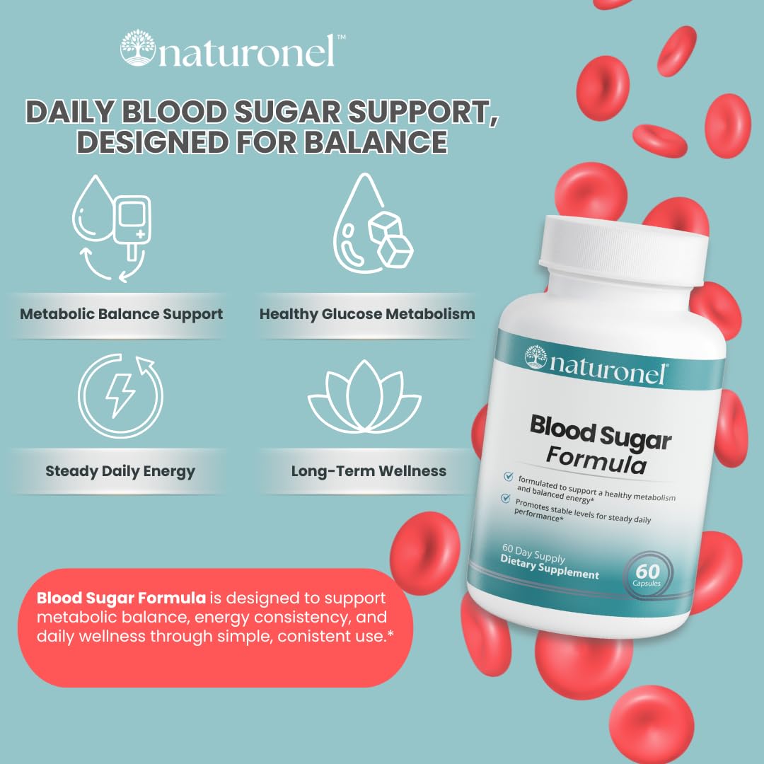 Naturonel Blood Sugar Formula – Metabolic Support with Cinnamon, Banaba, Bitter Melon, Guggul, Licorice, Gymnema, Juniper, Alpha Lipoic Acid & Chromium | Made in USA, GMP Certified NaturonelBuy Supplements Australia