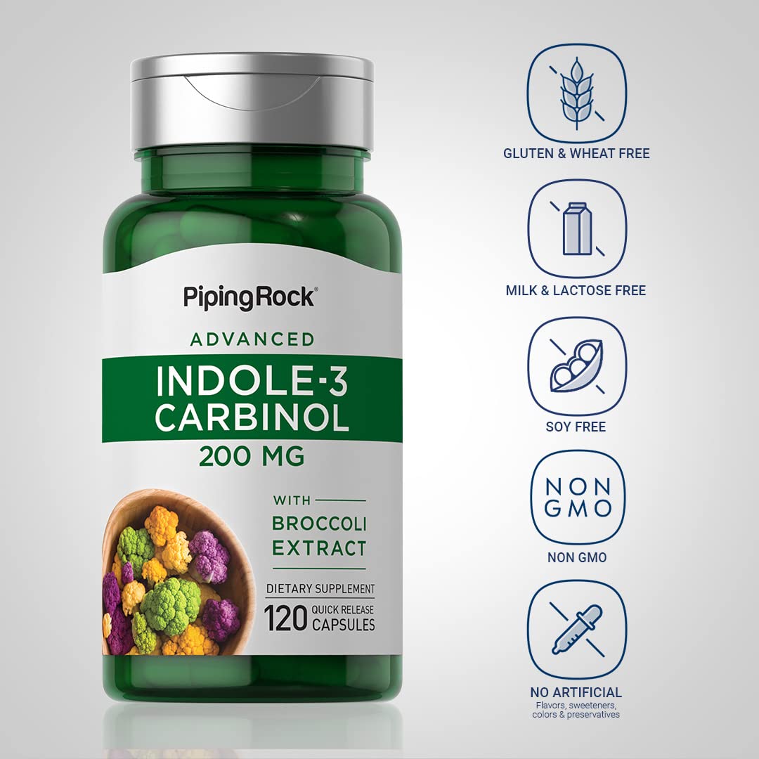 Piping Rock Indole 3 Carbinol | 200mg | 120 Capsules | I3C with Broccoli Extract | Non-GMO, Gluten Free Supplement Piping RockBuy Supplements Australia