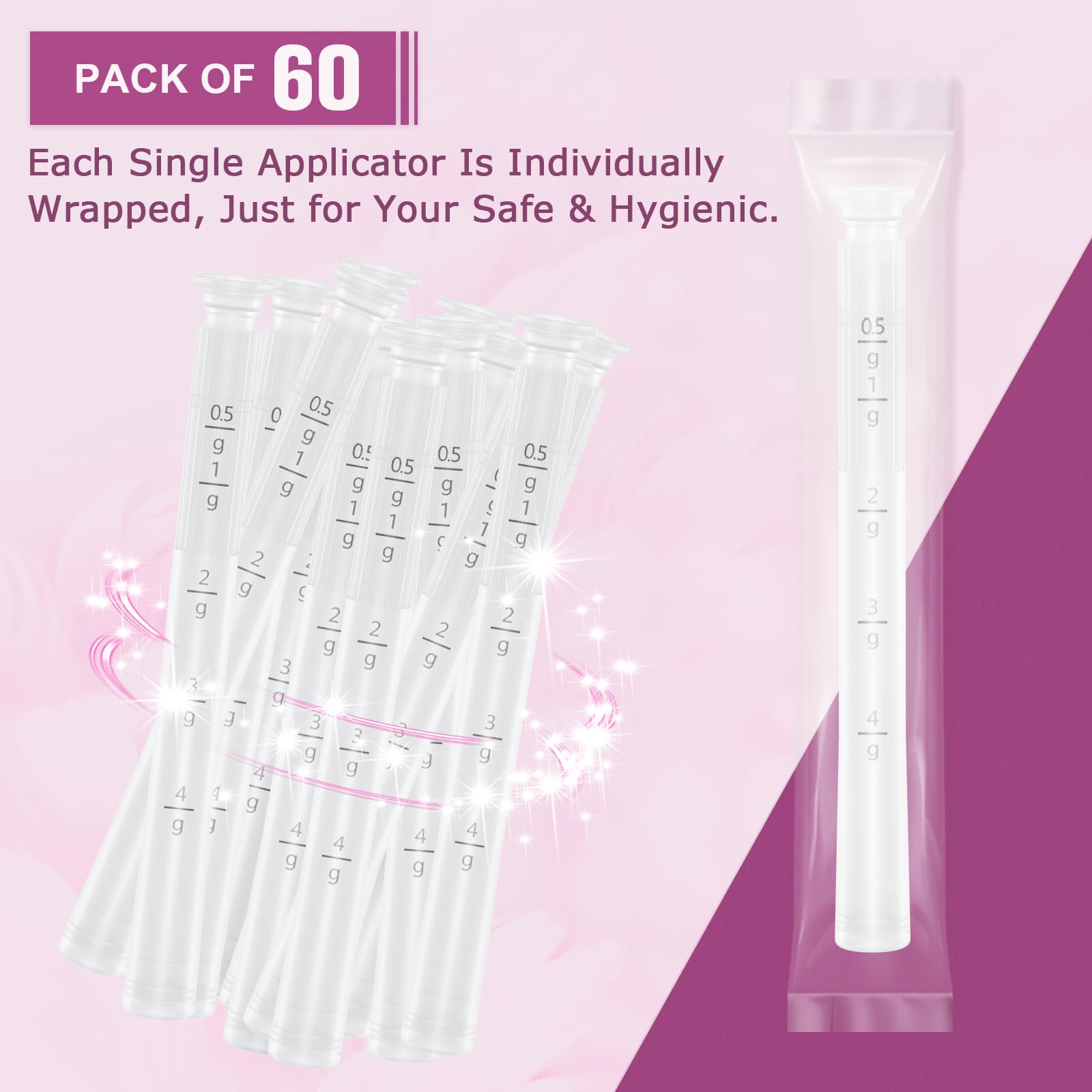 Nieteyrue Plastic Vaginial Cream Applicators (60 Packs) 2024 New Dosage Markings Individually NieteyrueBuy Supplements Australia