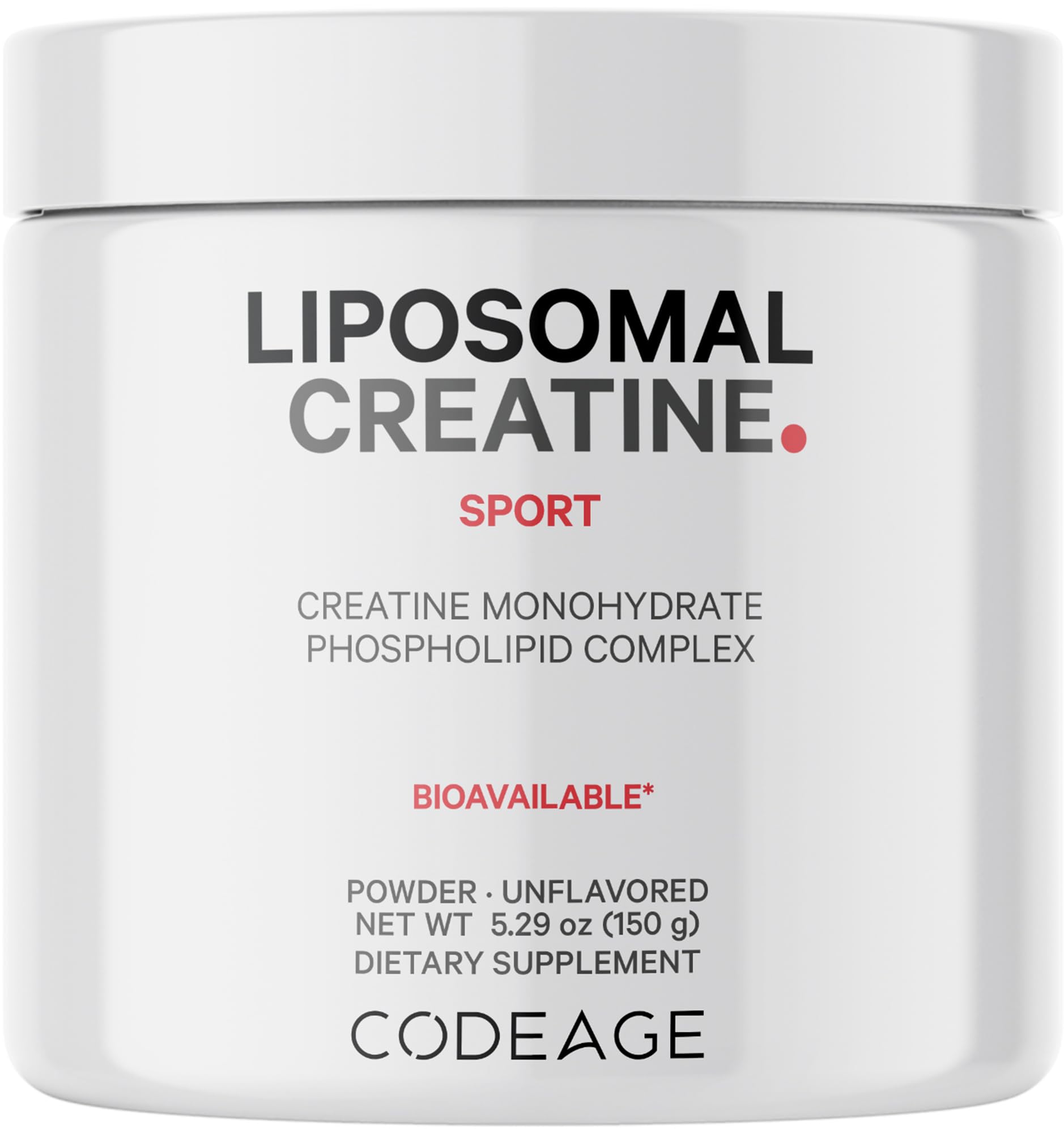 Codeage Liposomal Creatine Powder Supplement, Pure Creatine Monohydrate 5000mg, Pre Workout & Post Workouts - Unflavored Creatine, Micronized Creatine Powder - Creatinine for Sports - 30 Servings CodeageBuy Supplements Australia