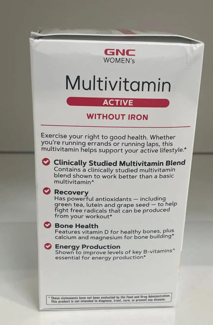 GNC Women's Multivitamin Active Without Iron, Supports an Active Lifestyle, 30+ Nutrient Formula, Promotes Bone & Joint Health GNC