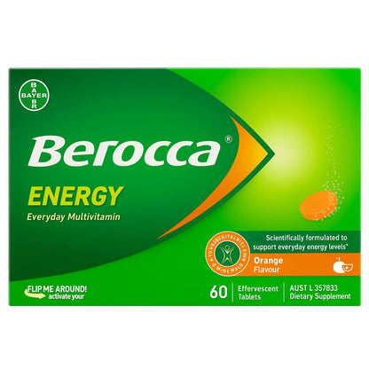 Berocca Energy Vitamin B & C Orange Flavour Effervescent Tablets 60 Pack Berocca