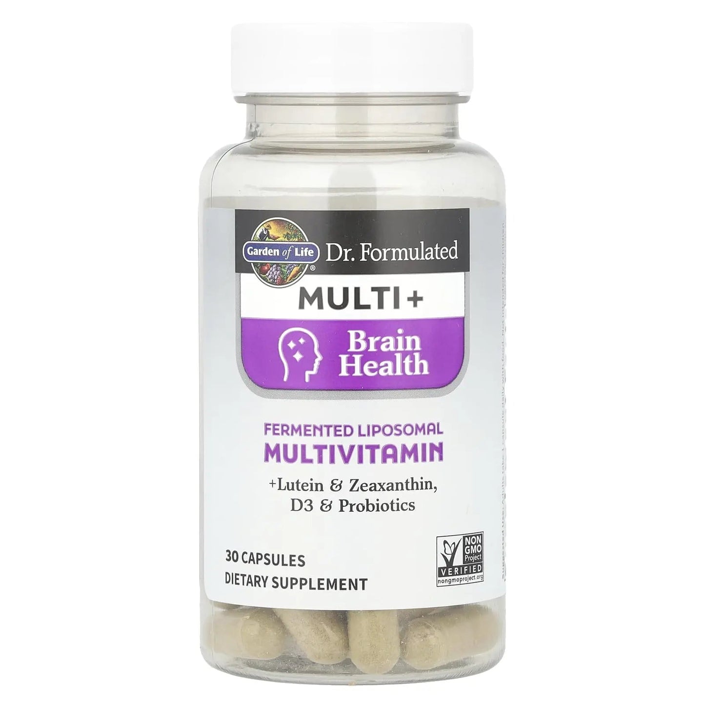 Garden of Life Dr Formulated Multi+ Brain Health, Fermented Liposomal Multivitamin + Lutein & Zeaxanthin, Vitamin D3 & Probiotics Garden of Life