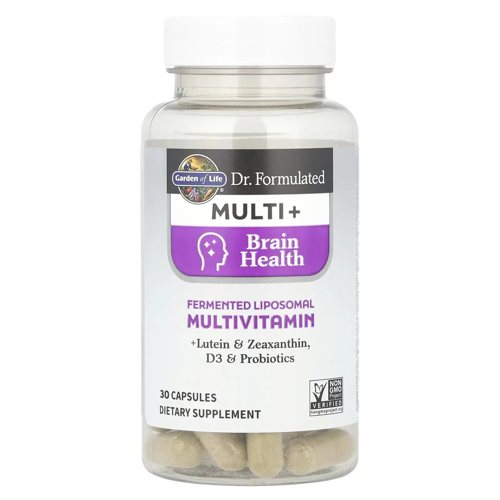 Garden of Life Dr Formulated Multi+ Brain Health, Fermented Liposomal Multivitamin + Lutein & Zeaxanthin, Vitamin D3 & Probiotics Garden of Life