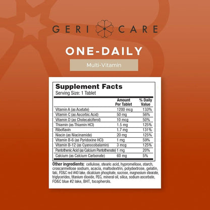 GeriCare One-Daily Multi-Vitamin Tablet, 100 Count Adult Multivitamin Supplement | Easy-to-Take Dietary Supplement with Vitamins A, C, D3, B, Calcium GeriCareBuy Supplements Australia