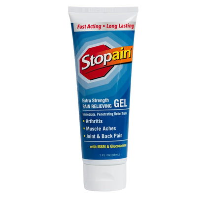 Stopain Pain Relief Gel 3oz USA Made, Max Strength Fast Acting with MSM, Glucosamine, Menthol for Arthritis, Lower Back Sciatica, Knee, Neck, HSA FSA Approved Topical Analgesic Products StopainBuy Supplements Australia