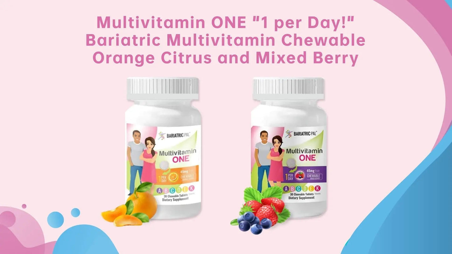 BariatricPal Multivitamin ONE 1 per Day! Bariatric Multivitamin Chewable with 45mg Iron - Mixed Berry (30 Count) BariatricPalBuy Supplements Australia