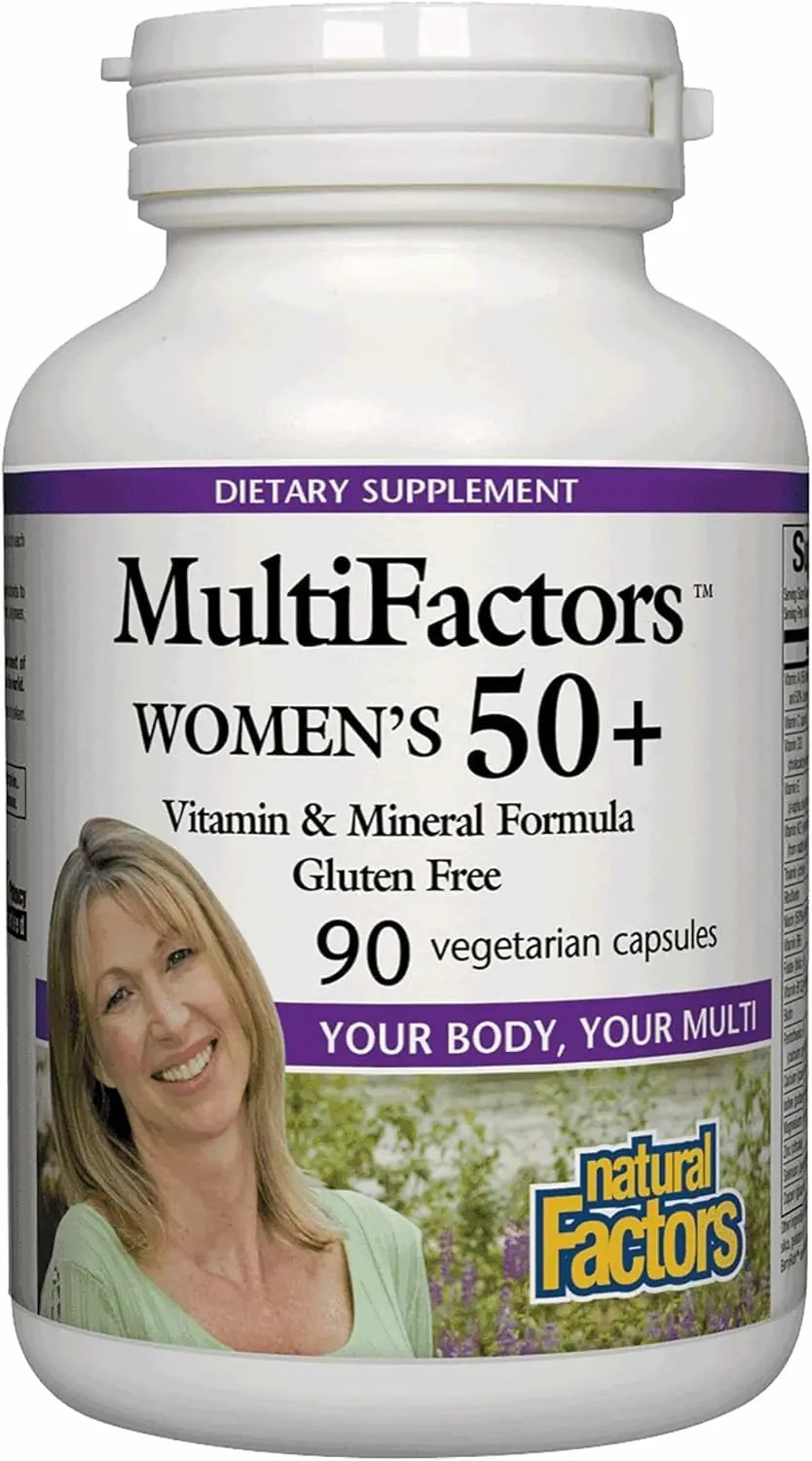 MultiFactors by Natural Factors, Women's 50+ Multivitamin & Mineral Formula, Dietary Supplement for Nutritional Support, 90 capsules (30 servings) Natural Factors