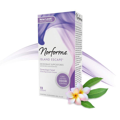 Norforms Feminine Deodorant Suppositories, Long Lasting Odor Control, Island Escape Scent, 12 Count NorformsBuy Supplements Australia