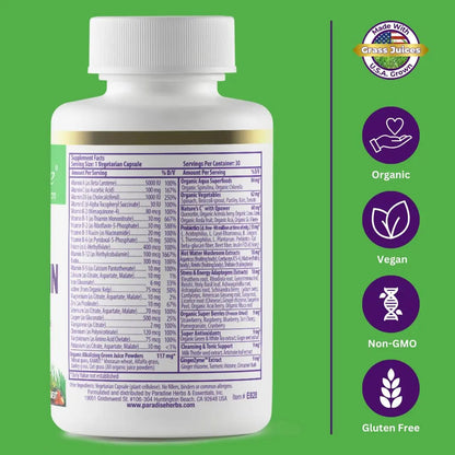 Paradise Herbs Earth's Blend Women's Once Daily Multivitamin with Iron, 48 Organic Superfoods, Probiotics, Antioxidants Paradise HerbsBuy Supplements Australia