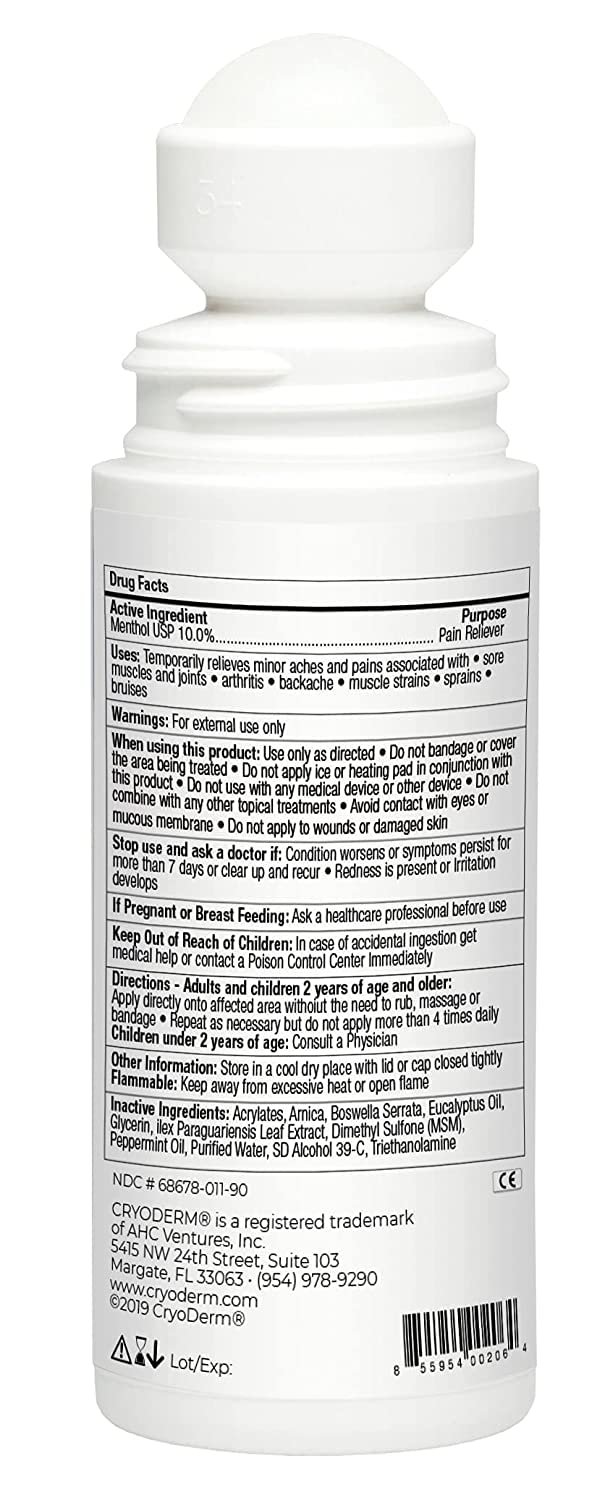 Cryoderm Pain Relieving Roll On 3 oz 2 PACK CryoDermBuy Supplements Australia