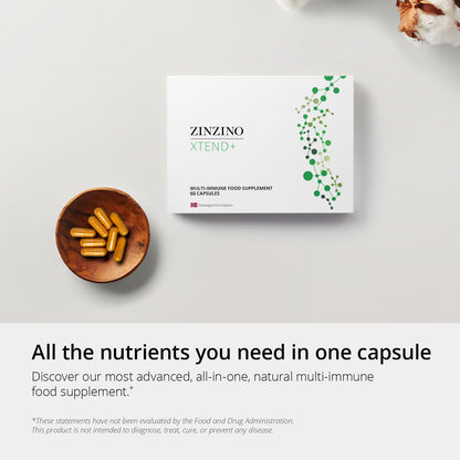 Zinzino Xtend + - Multi Immune Supplement - Essential Vitamins, Minerals & Vitamin C for Immune Support, Energy & Focus - 60 Capsules ZINZINOBuy Supplements Australia