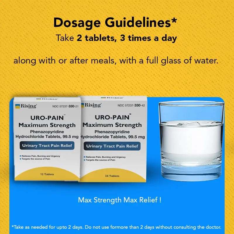 Rising Health - URO Pain Maximum Strength | Urinary Tract Pain Relief | Relief from Pain, Burning and Urgency | 24 Count RisingBuy Supplements Australia
