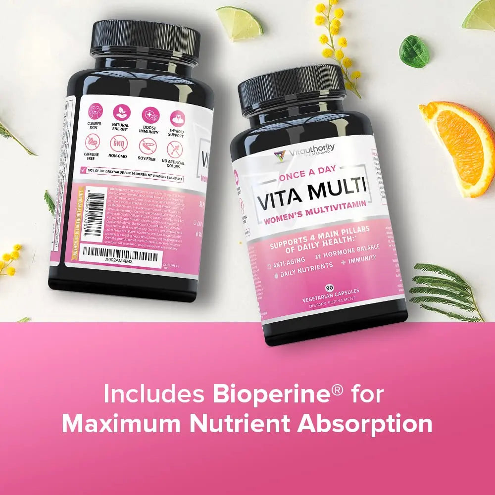 Vitauthority Multivitamin for Women Women’s Daily Multi-Vitamin Supplement with DIM, Iodine, Ashwagandha Supports Youthful Complexion Vitauthority