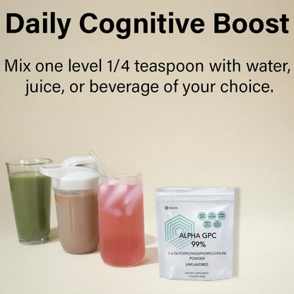 Xalya Alpha GPC Supplement, Alpha GPC Powder 99% Purity (Extra Strength) 500mg per Serving, Unflavored, Natural Choline Supplement - 3rd Party Tested -170 Servings, 3 Ounce XalyaBuy Supplements Australia